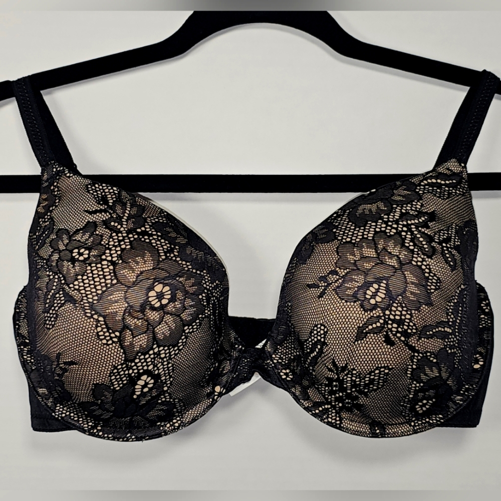 Expressions Black Floral Lace Bra